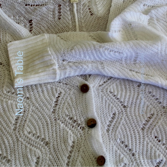 White Knit Cardigan with Button Closure - Picture 5 of 6